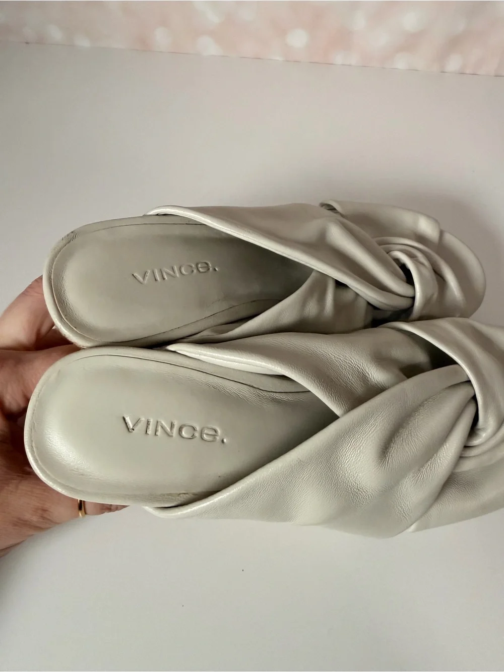 VINCE. Cream Espadrille Wedge Sandals